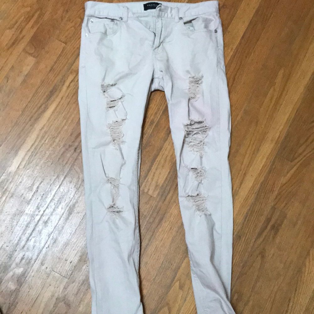 White ripped jeans